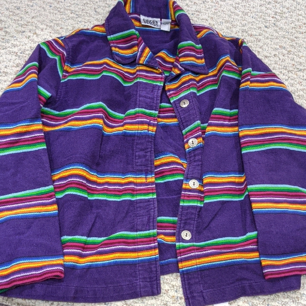 Chico's Vibrant Multicolor Striped Jacket